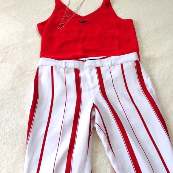 Banana Republic red and white stripe pants - Picture 2 of 9